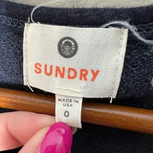 SUNDRY navy blue rainbow heart pullover long sleeve terry sweatshirt size 0/ XS thumbnail 8