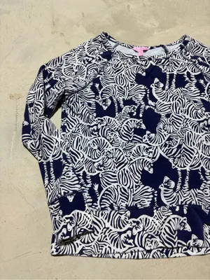 Lilly Pulitzer Navy Zebra Print Long Sleeve Top medium thumbnail 2