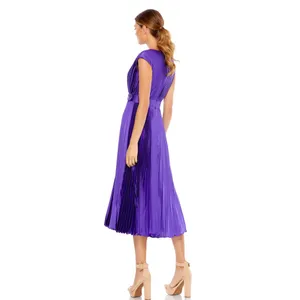 Mac Duggal 26483 Pleated Cap Sleeve Belted A Line Midi Dress- NwT‎ thumbnail 3