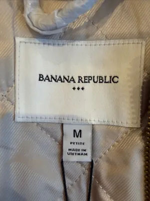Banana Republic Melton Hooded Jacket - Taupe Herringbone Medium Petite - C42-020 thumbnail 2