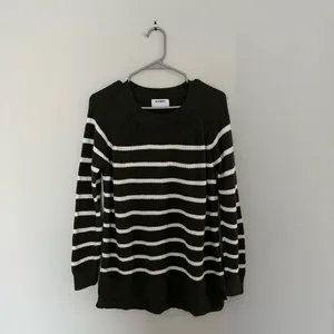 Old Navy Green & Cream Stripe Crewneck Sweater Large thumbnail 2