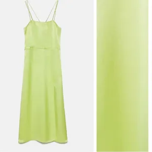 Zara Satin lime green dress Xs thumbnail 2