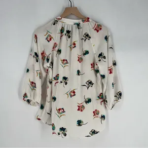 Lemon Tart Floral Print Women's‎ Crepe Chiffon Top Tassel Tie Neck 3/4 Sleeve S thumbnail 9