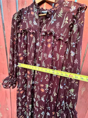 Eloquii Elements Floral Long Sleeve Midi Dress - Burgundy - size 16 thumbnail 9