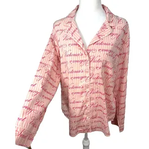 Victoria's Secret Spellout Button Up Striped Sleep‎ Shirt Women's Size M Pink thumbnail 2