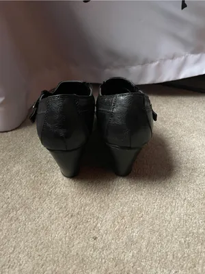 Jasmine Vintage Black Vegan Leather Slip-On Mules with Buckle Strap thumbnail 4