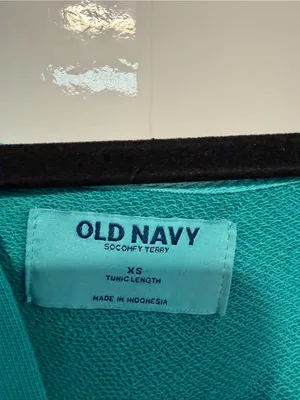 Old Navy Teal beachy tunic length V-Neck Hoodie Sweatshirt thumbnail 2