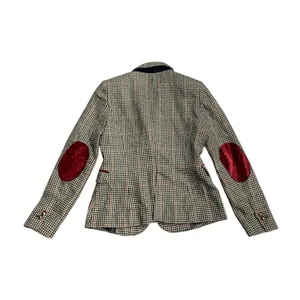 Zara Wool Blend Houndstooth Blazer Elbow Patch SZ M Business Classy Preppy Chic thumbnail 2