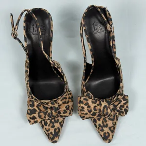AAJ By Aminah Size-6M Womens Pump Heel Gemma Brown Leopard‎ Bow Slingback thumbnail 5
