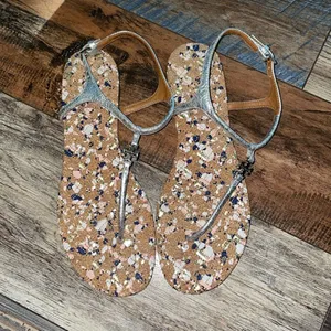 Tory Burch Silver Quilted Marion T-strap sandals thumbnail 3