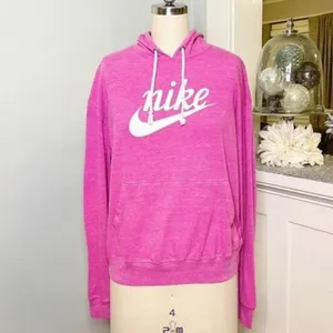 Nike Pink Vintage Logo Hoodie Sweatshirt Pullover Medium thumbnail 2
