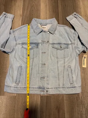 No Boundaries women’s New! Light Blue Denim oversized Jacket size M thumbnail 8