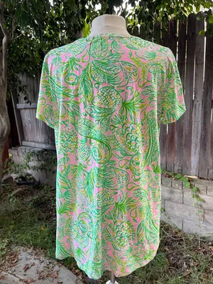 Lilly Pulitzer Etta V Neck top Mandevilla Baby Fins and Flippers resort vacay XL thumbnail 5