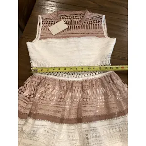 Alexis Embroidered Lace Melania sleeveless fit flare mini Dress White & Beige S thumbnail 5