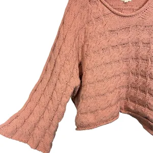 POL Sweater Cable Knit Oversized Pullover Peach Pink Womens Size Medium thumbnail 3