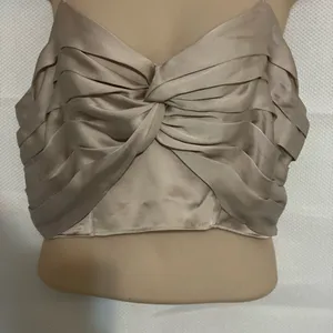 Express Satin Beige Crop Top thumbnail 1
