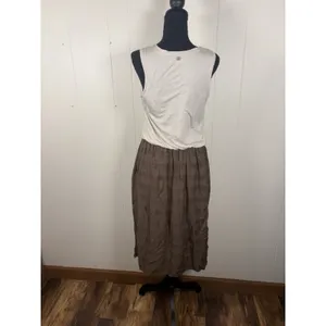 prAna Perry Small‎ Block Midi Dress Sleeveless Scoop Neck Green/cream Pockets thumbnail 3