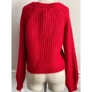 Lulus Red V Neck Rhinestone Cardigan Sweater XS thumbnail 6