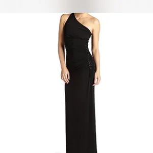Laundry by Shelli Segal Formal Gown Navy One Shoulder Crystal Bead Ball Wedding thumbnail 3