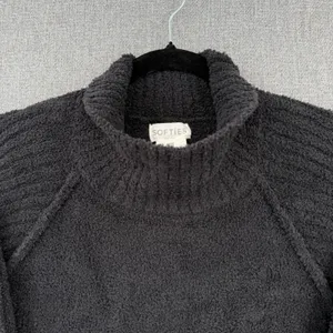 Softies Marshmallow Rib Mock Neck Sweater Black Sz L Plush Cozy Lounge Oversized thumbnail 2