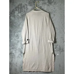 Ann Taylor Long Duster Jacket Small Cotton Blend Neutral Minimalist Lightweight thumbnail 3