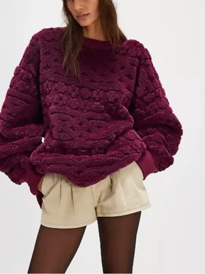 FREE PEOPLE Gray Oversized Long Sleeve Soft Sweatshirt thumbnail 1