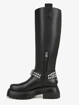 NEW Circus NY by Sam Edelman Hayes Women's Black Leather Stud Motorcycle Boot thumbnail 5