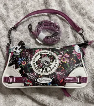 Ed Hardy Skull & Floral Chain Shoulder Bag / Crossbody thumbnail 1