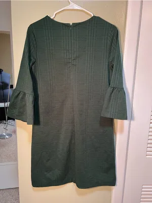 Banana Republic Women's Size 4 Dress Dark Green Textured‎ Holiday Bell Sleeve thumbnail 7