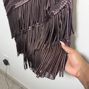 Happyface Women Fringe Flapper Mini‎ Dress Medium Chocolate Brown Asymmetrical thumbnail 4