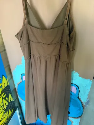 sleeveless brown dress with a V-neckline thumbnail 3