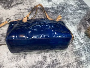 Coach Blue/Beige Patent Leather Peyton Tote Like New thumbnail 4