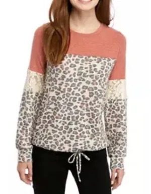 Jolt colorblock animal print lace pullover size XL womens thumbnail 1
