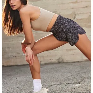 Free People FP Movement The Way Home Run Shorts Black & White Leopard Print thumbnail 6