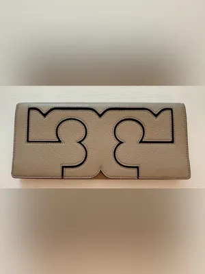 Tory Burch Miller Logo Folding Serif Clutch in French Gray - NWOT thumbnail 2