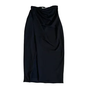 Abercrombie & Fitch‎ Black Draped Wrap Midi Skirt XS Elastic Waist Lined Stretch thumbnail 3
