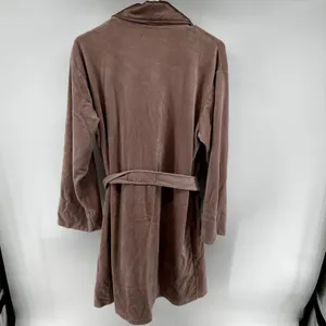 Donna Karan Sleepwear Robe Tie Waist Shawl Collar Pocket Lounge Fleece Pink S/M thumbnail 6