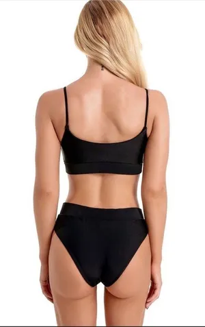 Boutique emma bling trim high waist swimsuits set black thumbnail 2