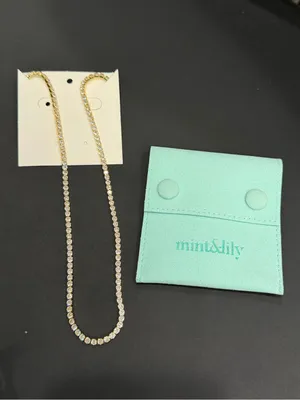 Mint Lilly 3mm Tennis Necklace 18k Gold Plated / 18" NWT thumbnail 6