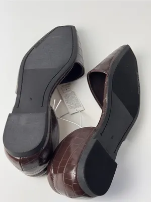 Old Navy Deep Brown Croc-Embossed Square-Toe d'ORsay Women’s Flats Size 8 thumbnail 6