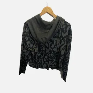 Anthropologie Kasia Knit‎ Hoodie Sweater Green Grey Animal Print Leopard Size M thumbnail 3