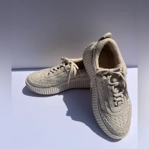 Dolce Vita “Dolen” Platform woven Cream Sneakers with textured fabric size 7.5 thumbnail 6