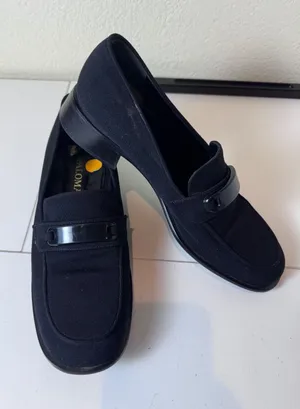 Vintage Y2K Retro Paloma Loafers Womens 9 Black Canvas Block Heel‎ Minimalist thumbnail 1
