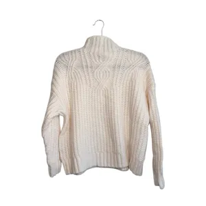 Aerie Ivory White Cable Knit Sweater Mock Turtleneck Wool Cozy thumbnail 5