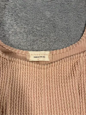 Altar’d state Ribbed Scoop Neck Bell Sleeve Top - Blush Pink medium cropped thumbnail 2