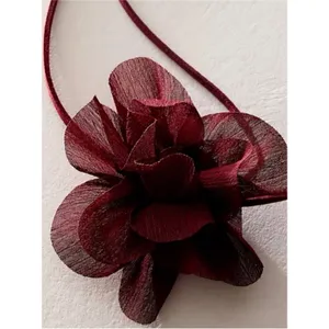 Free People Sweetheart Flower Choker Burgundy NWT Dainty Bracelet Hair Ethereal thumbnail 3