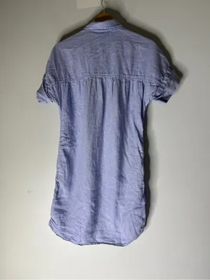 BAIRD McNUTT IRISH LINEN J.CREW‎ Shirt Dress Pockets Preppy XS Blue thumbnail 2