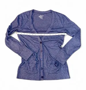Old Navy Heathered Blue Oversized V-Neck Button Down Cardigan Sz XS thumbnail 1