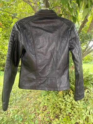 Maralyn & Me Black Faux Leather Quilted Moto Jacket thumbnail 5