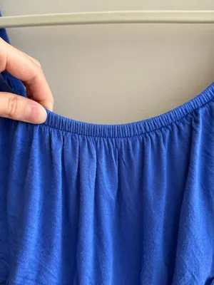 maitai Stretchy Off the Shoulder Ruffle Romper, Casual Summer,Royal Blue, Medium thumbnail 9